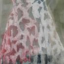 Kleid mit Schmetterlingen - 2005 <br>Acryl auf Leinwand - 209 x 86 cm